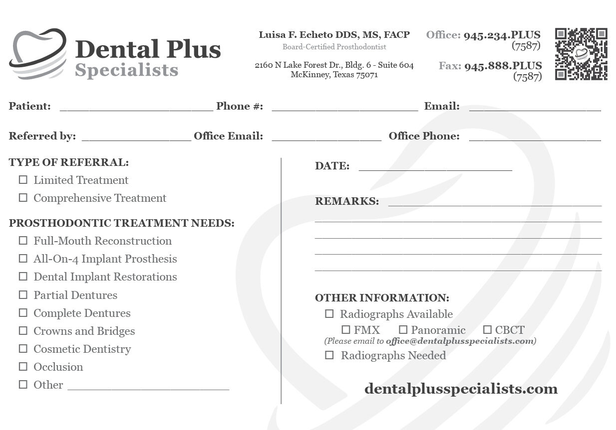 Dental Plus Specialists Referral Form